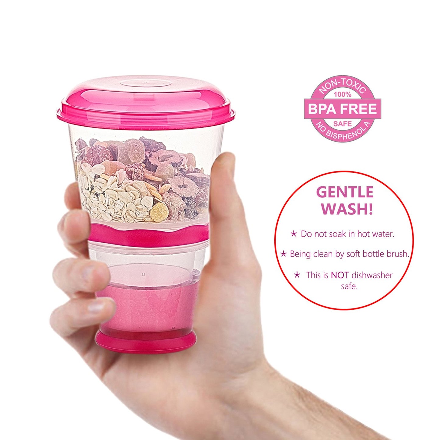 Cereal On The Go, Cup Container Breakfast Drink Milk Cups Portable Yogurt And Travel To-Go Food Containers Storage With Spoon(Re