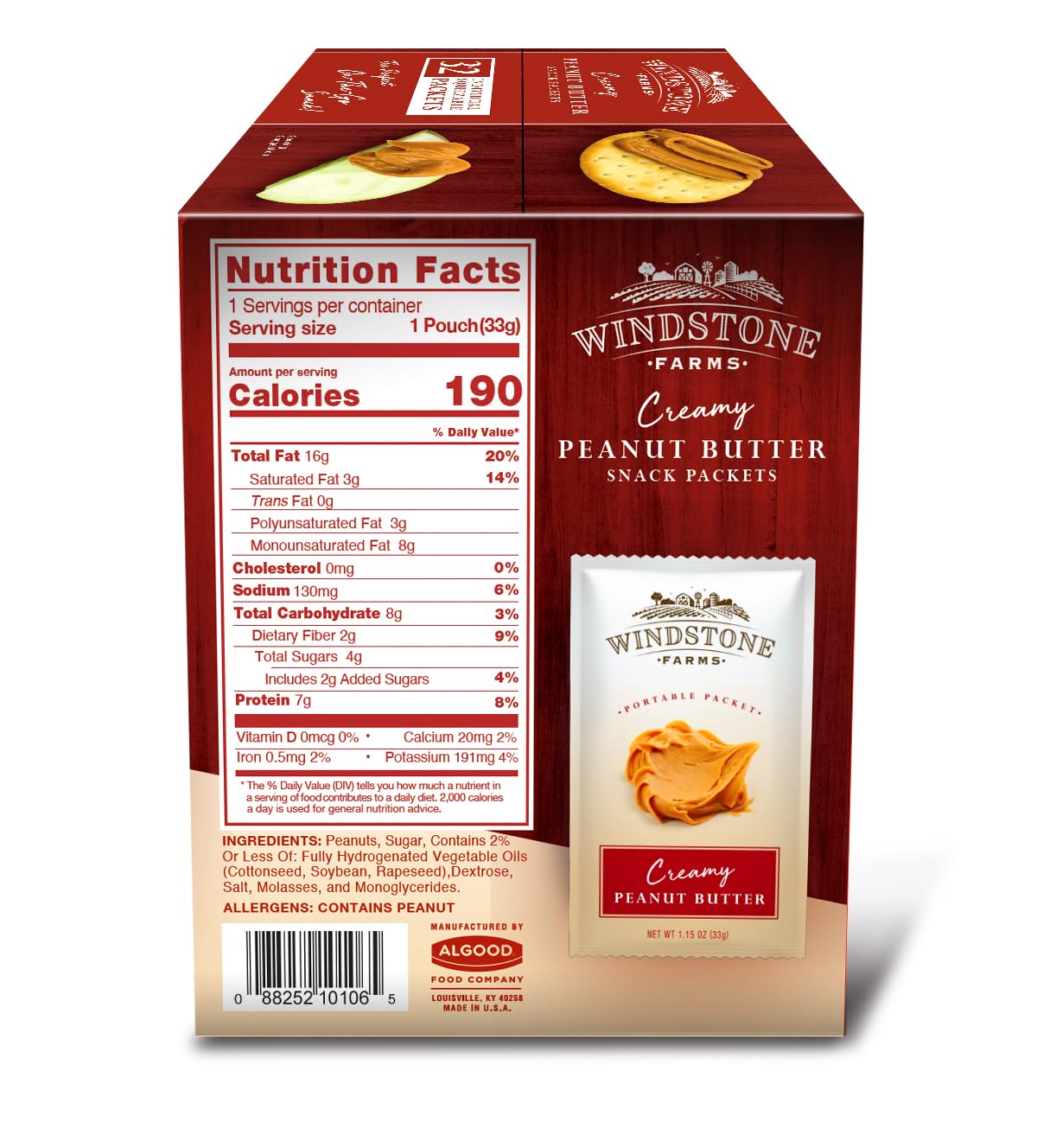 Windstone Farms creamy Peanut Butter 32ct 1.15oz Snack Packet 1.15oz Snack Packets