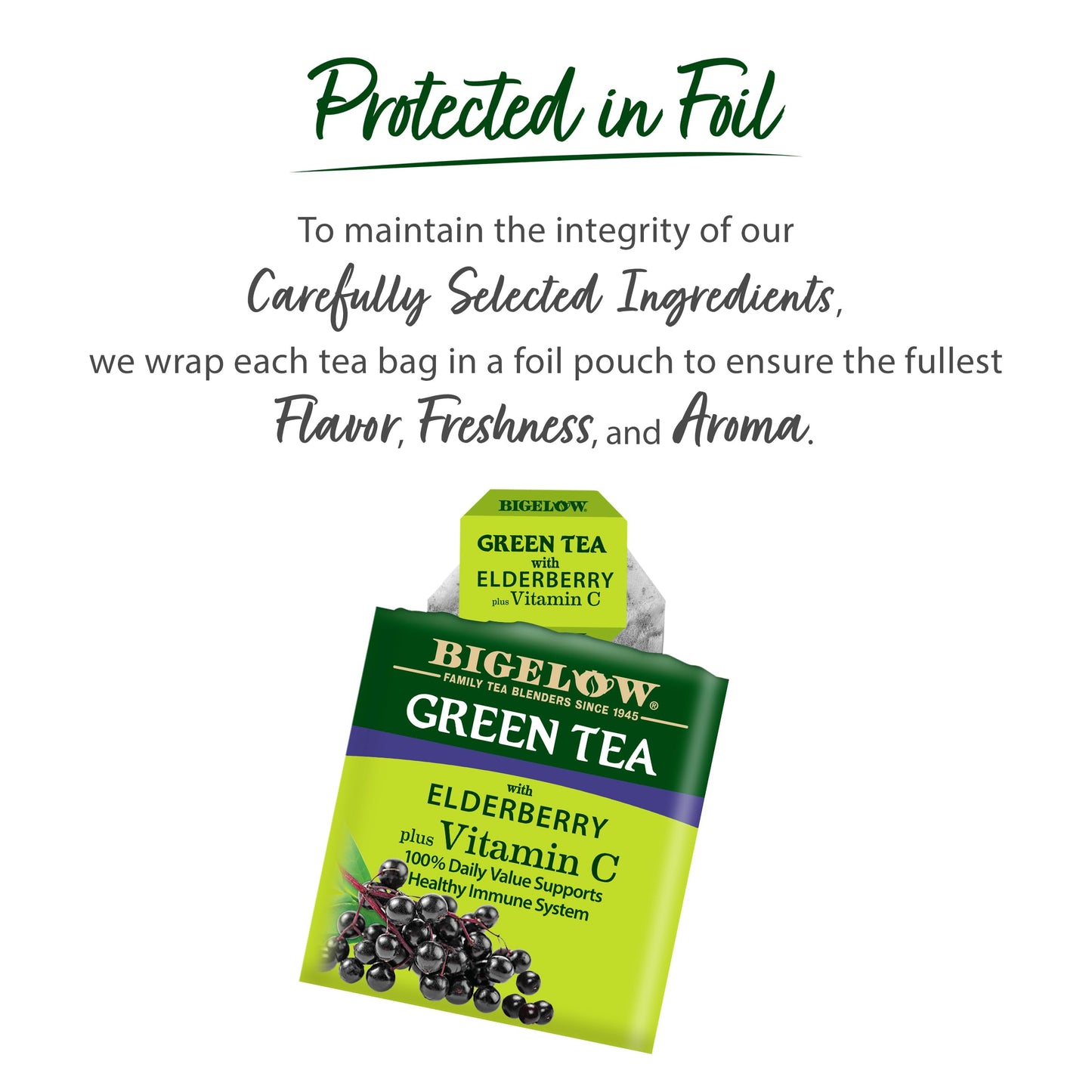 Bigelow Tea Green Tea With Elderberry Plus Vitamin C, Caffeinated Tea With Elderberry, 18 Count Box (Pack Of 6), 108 Total Tea Bags