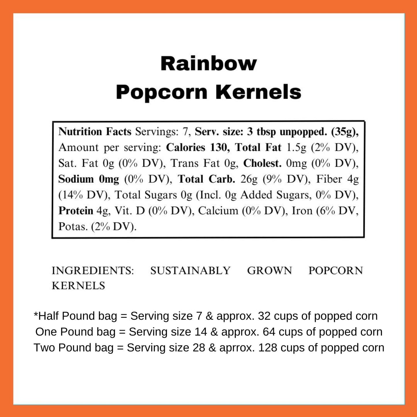 DELL COVE SPICES Rainbow Popcorn Kernels - Classic Stovetop Popcorn, 8 Ounce
