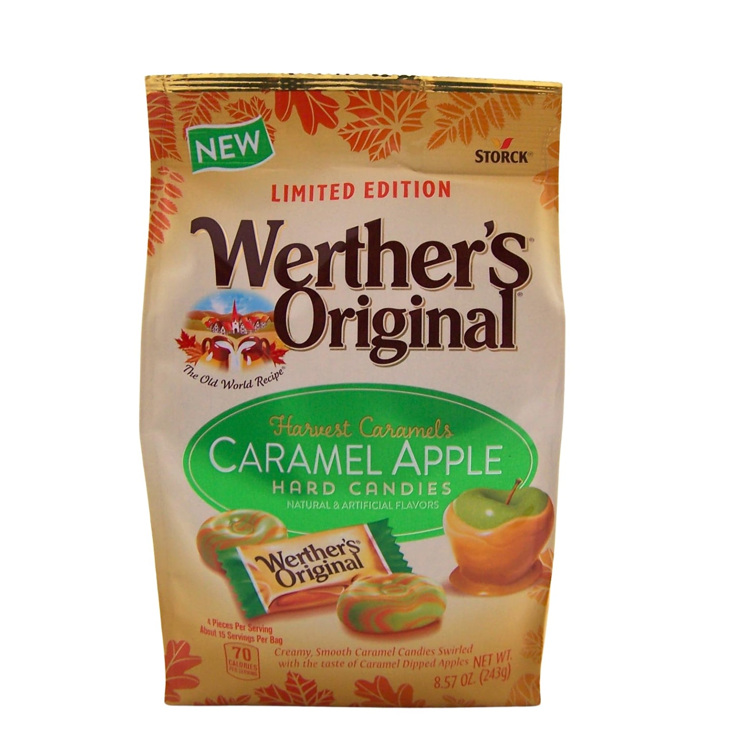Storck Werthers Original Caramel Apple Hard Candies, Individually Wrapped, 8.57 oz, Limited Edition