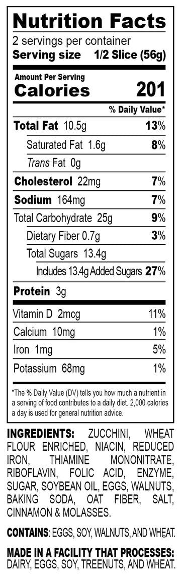 Nadel - NATURALLY DELICIOUS ZUCCHINI CAKE (4 Pack) Sweet Breads & Cakes Slices, Back to School lunch snack, breakfast bar