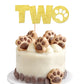 1 PCS Two Cake Topper Gold Glitter Dog Paw 2 Years Old Birthday Cake Pick for Puppy Dog Let's Pawty Theme Kids Boys Girls 2nd Bi