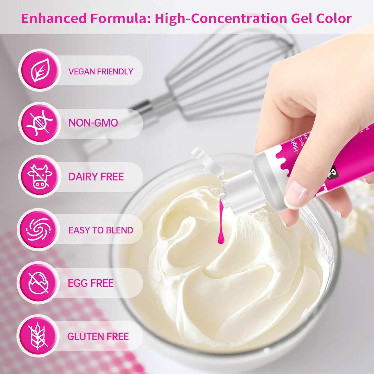 Pink Gel Food Coloring - Pandalab 2 Ounce High Concentrated Food Dye For Baking, Cake, Cookie, Fondant, Icing, Easter Egg, Macar