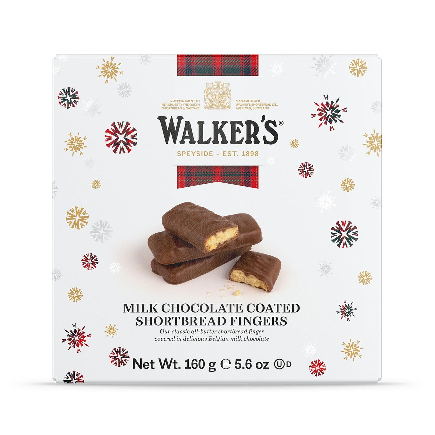 Walkers Milk Chocolate Coated Shortbread Fingers - 8-Count Christmas Cookie Box -Authentic Shortbread Cookies from Scotland