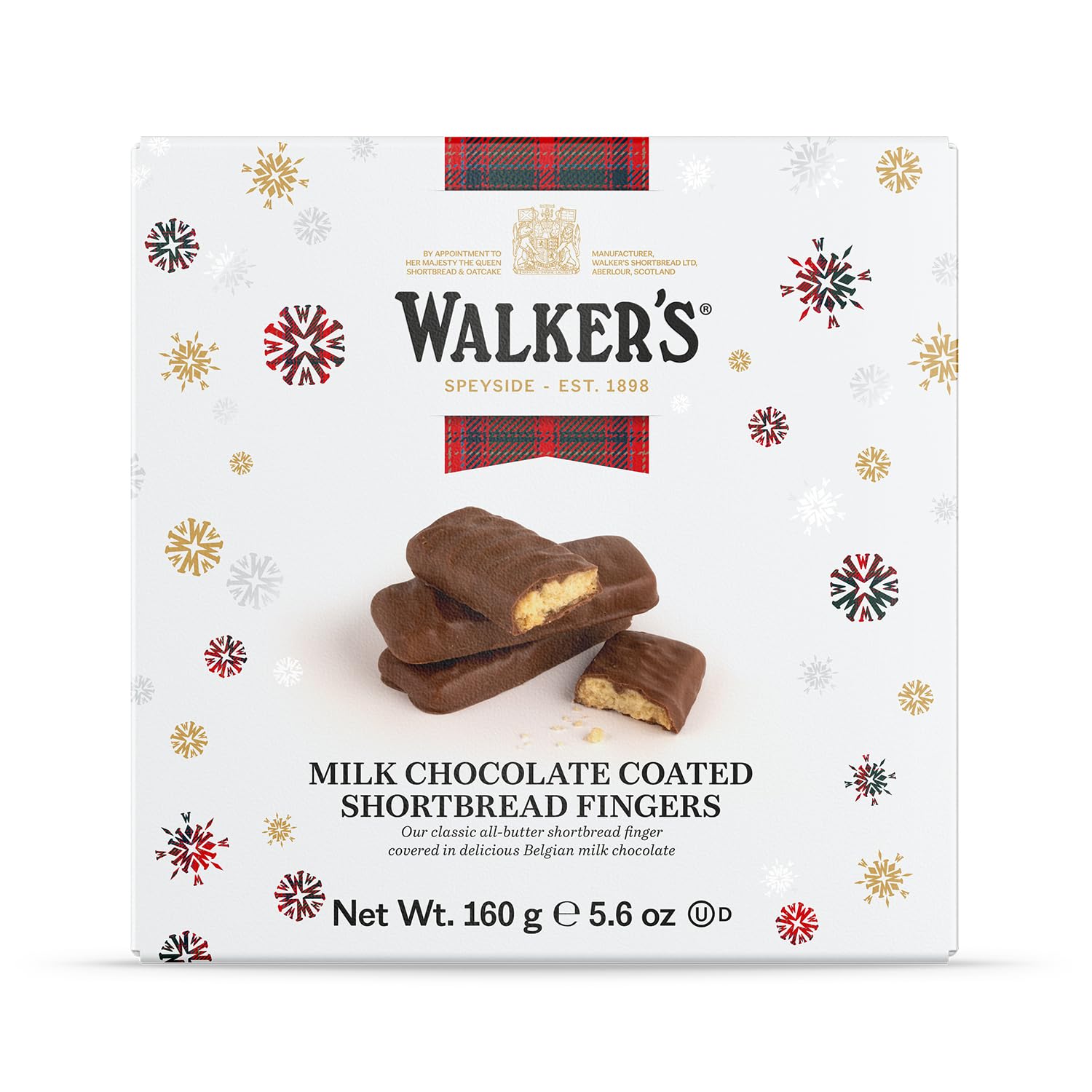 Walkers Milk Chocolate Coated Shortbread Fingers - 8-Count Christmas Cookie Box -Authentic Shortbread Cookies from Scotland