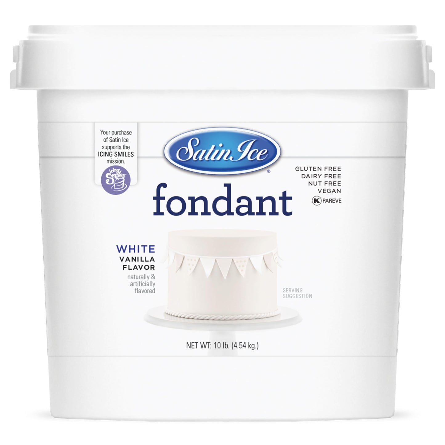 Satin Ice White Fondant, Vanilla Flavor, 10 Pound Pack, Ideal for Baking and Decorating