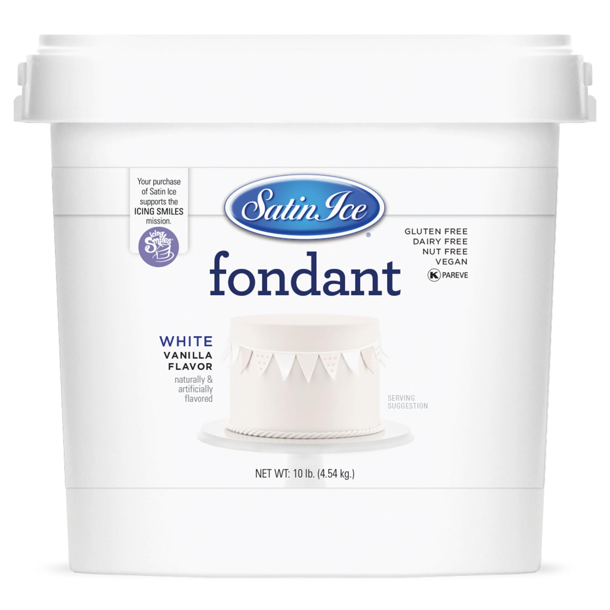 Satin Ice White Fondant, Vanilla Flavor, 10 Pound Pack, Ideal for Baking and Decorating
