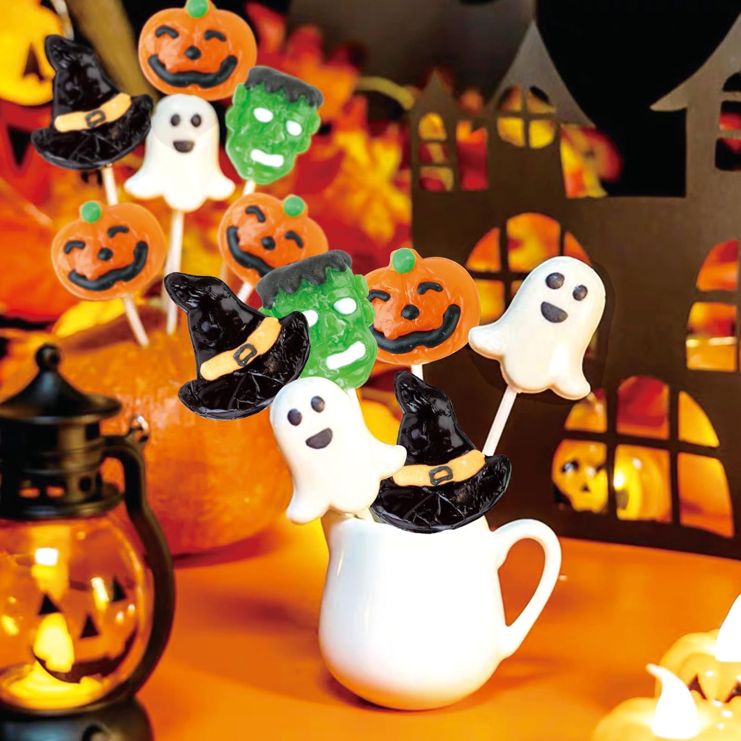 Halloween Lollipop Suckers,Pumpkin Candy Suckers,Spooky Candies,Lollipops Individually Wrapped,Great for Halloween Goody Bag Fil