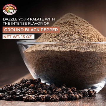 Angel Brand Ground Black Pepper – Fine Powder for Cooking and Seasoning – 15 oz Resealable Bottle