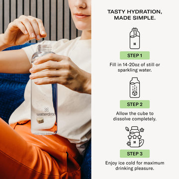 Waterdrop Hydration Cubes, Cucumber Watermelon, Vitamin C, B6 & Biotin, On The Go Water Enhancer Drops for Still & Sparkling Wat