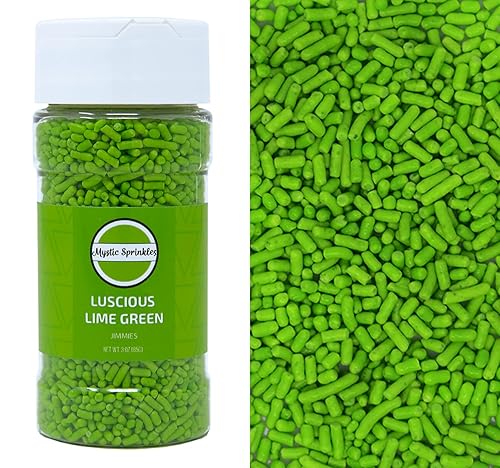 Mystic Sprinkles Solid Color Jimmy Sprinkles (Luscious Lime Green Jimmies 3Oz)