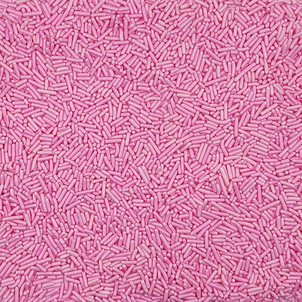 Homankit Pink Jimmies Sprinkles Edible Candy Toppings for Ice Cream, Cupcakes, Cakes, 2.75 Ounces