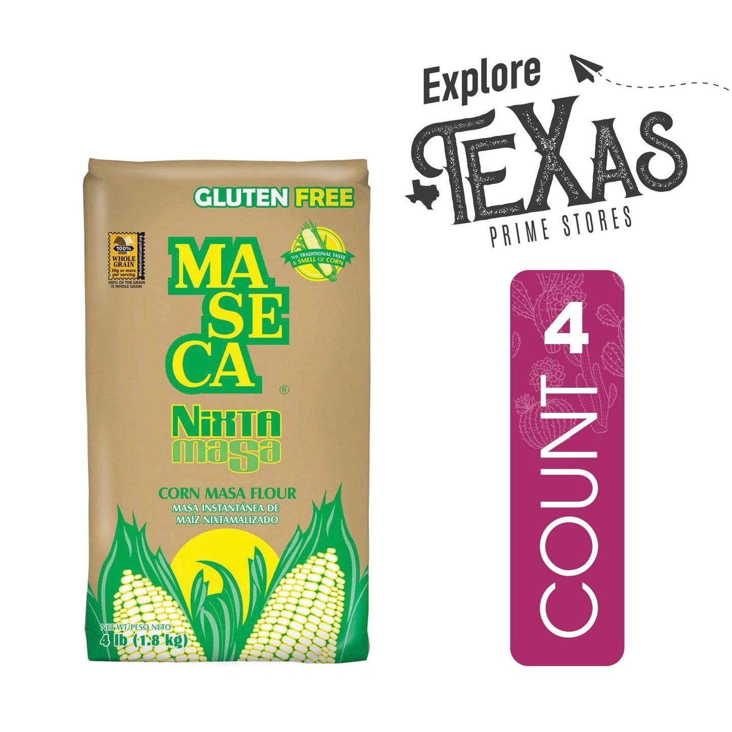 Maseca 4-Pack of Nixtamasa Instant Corn Masa Flour 4 lb Gluten Free