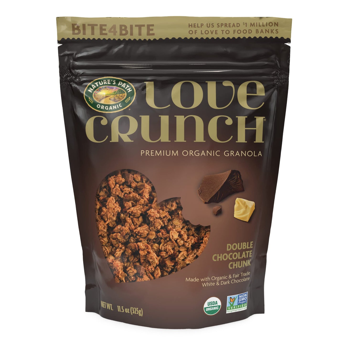 Love Crunch Organic Double Chocolate Chunk Granola, 11.5 oz (Pack of 6), Non-GMO, Fair Trade, by Nature s Path