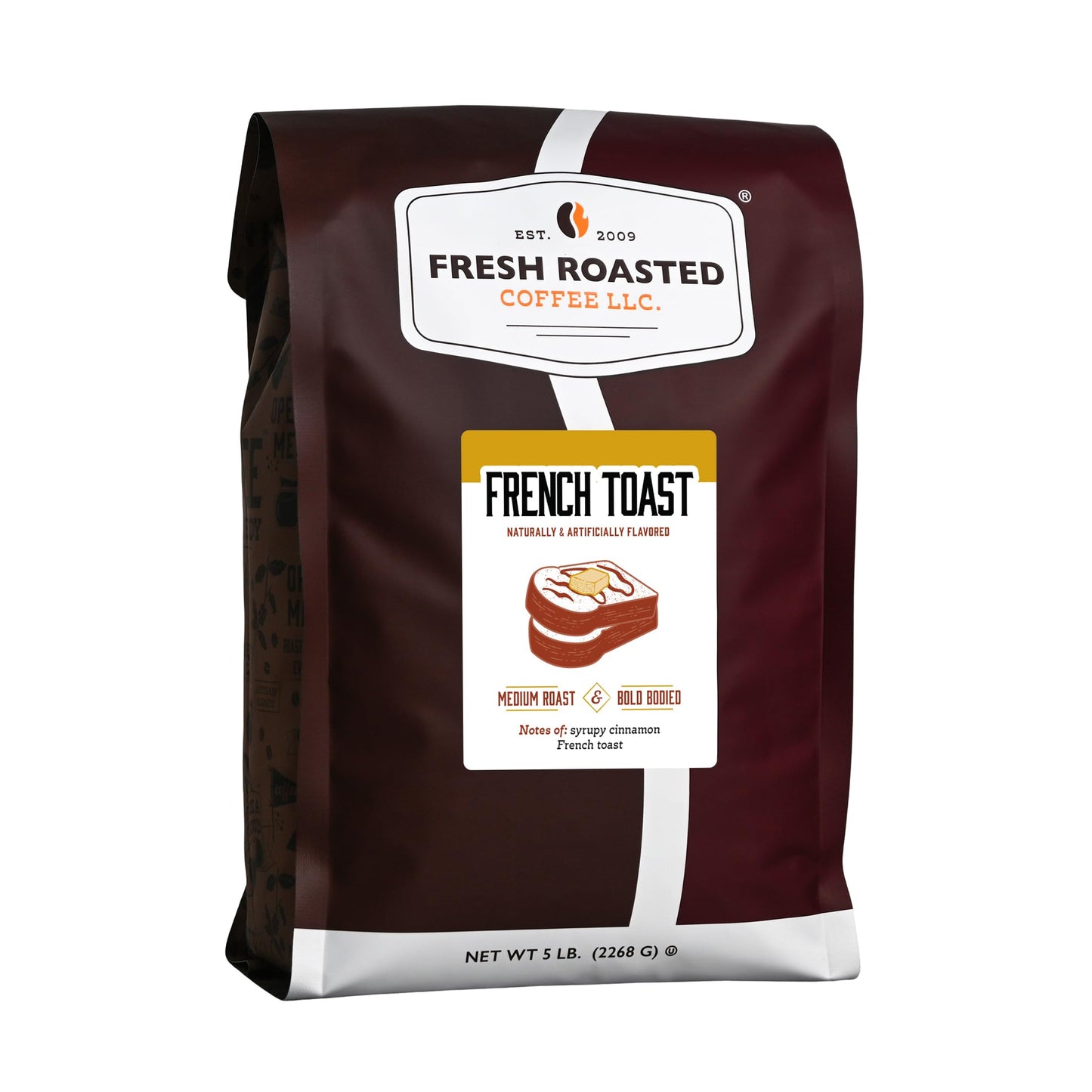 Fresh Roasted Coffee French Toast Flavored Whole Bean Medium Roast 5lb