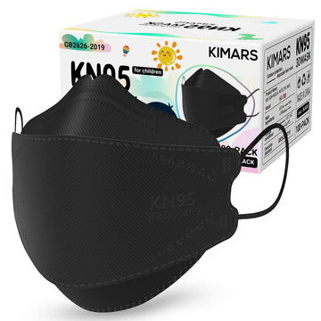 Kimars Kids Kn95 Face Masks For Children 100 Pack, Breathable Comfortable And Disposable Kn95 Mask, Black