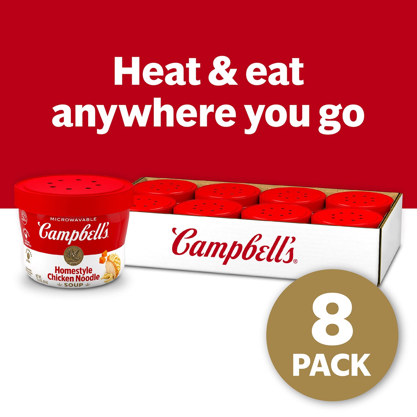 Campbell s Homestyle Chicken Noodle Soup, 15.4 Oz Microwavable Bowl (Case of 8)