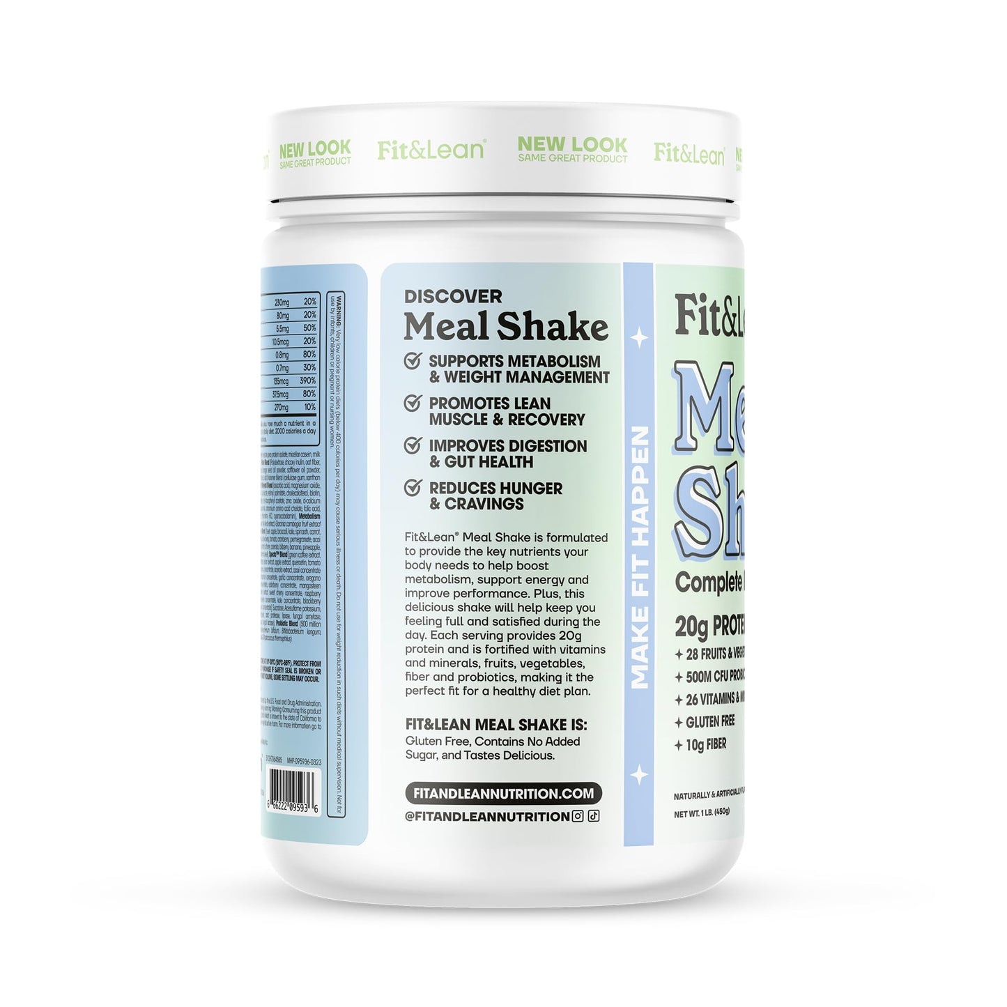 Fit & Lean Meal Shake Meal Replacement with Protein, Fiber, Probiotics and Organic Fruits & Vegetables, Chocolate Peanut Butter