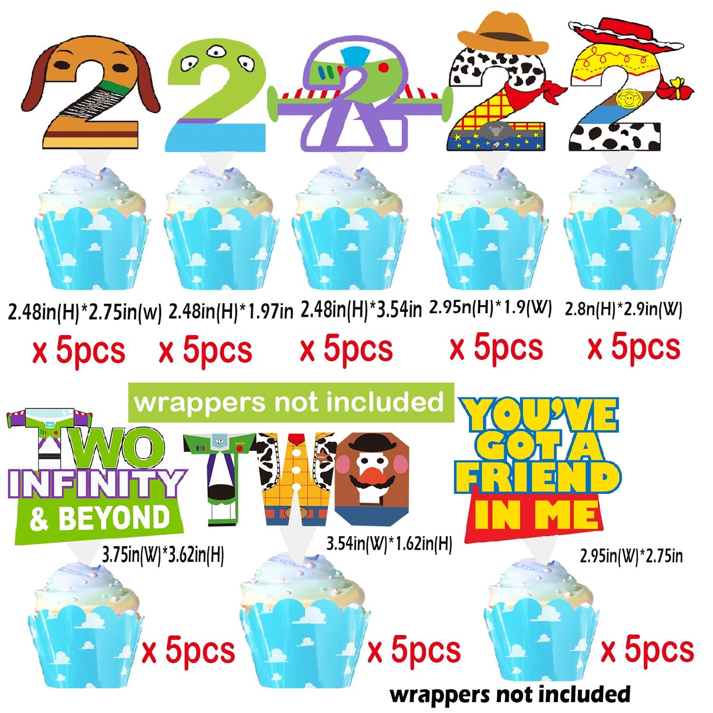 Two Infinity And Beyond Birthday Decorations 40Ps Two Infinity And Beyond Birthday Cupcake Toppers For Boys Girls 2Nd Birthday C
