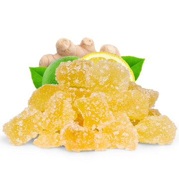 Crystallized Ginger Dices by It's Delish, 12 Oz Bag | Candied Dried Ginger Fruit Chews Natural Candy, Ginger Root with Sugar Cry