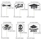 Chewarelly 24 Pack Graduation Cupcake Toppers, Glitter Decor, Black with Silver, Model GRADGL-24B03
