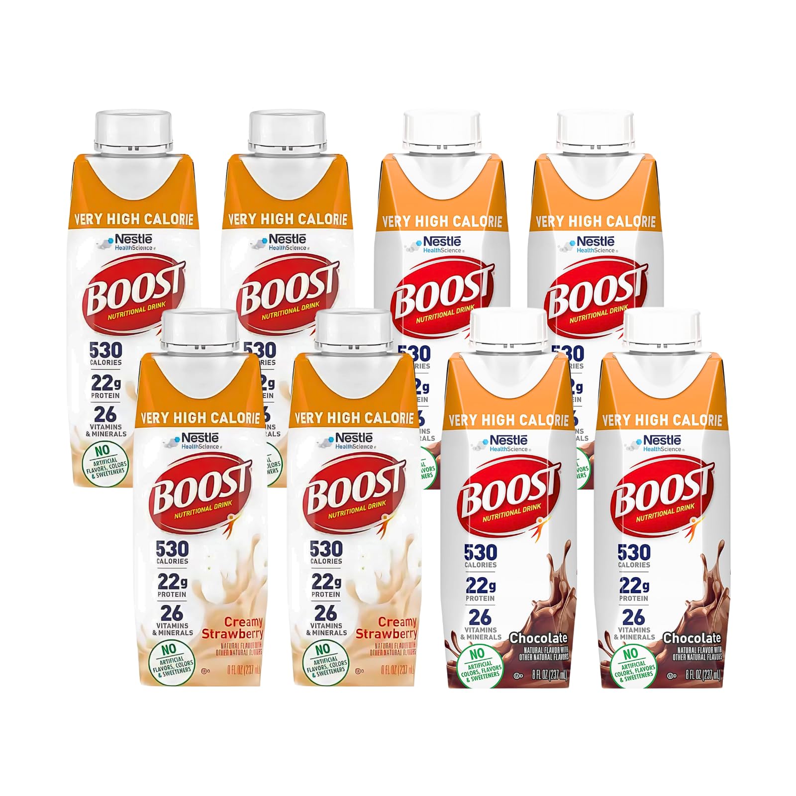 Boost Very High Calorie Nutritional Drink (8 Fl Oz (Pack of 8), Strawberry & Chocolate)