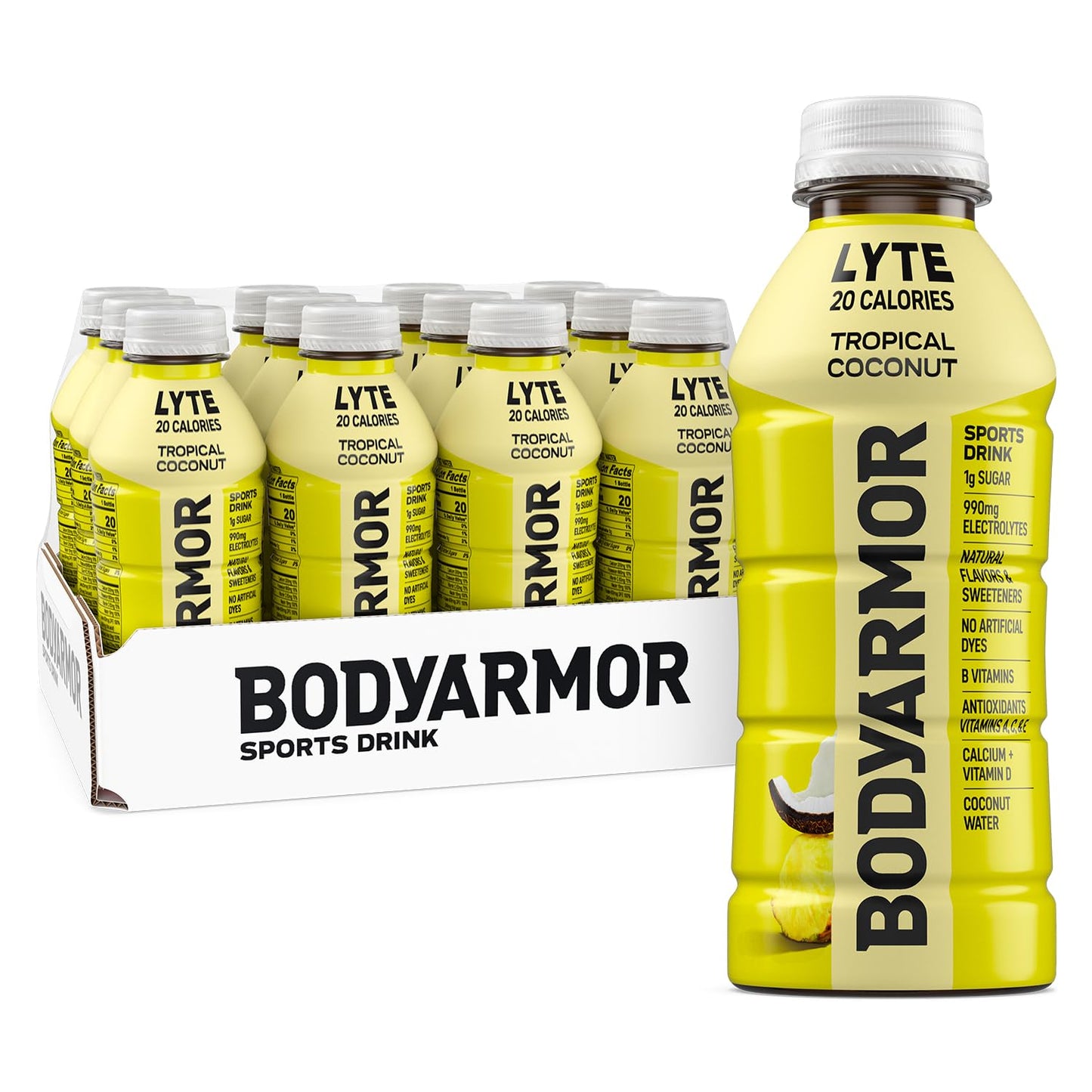 BODYARMOR LYTE Sports Drink Low-Calorie Sports Beverage, Tropical Coconut, Coconut Water Hydration, Natural Flavors With Vitamin