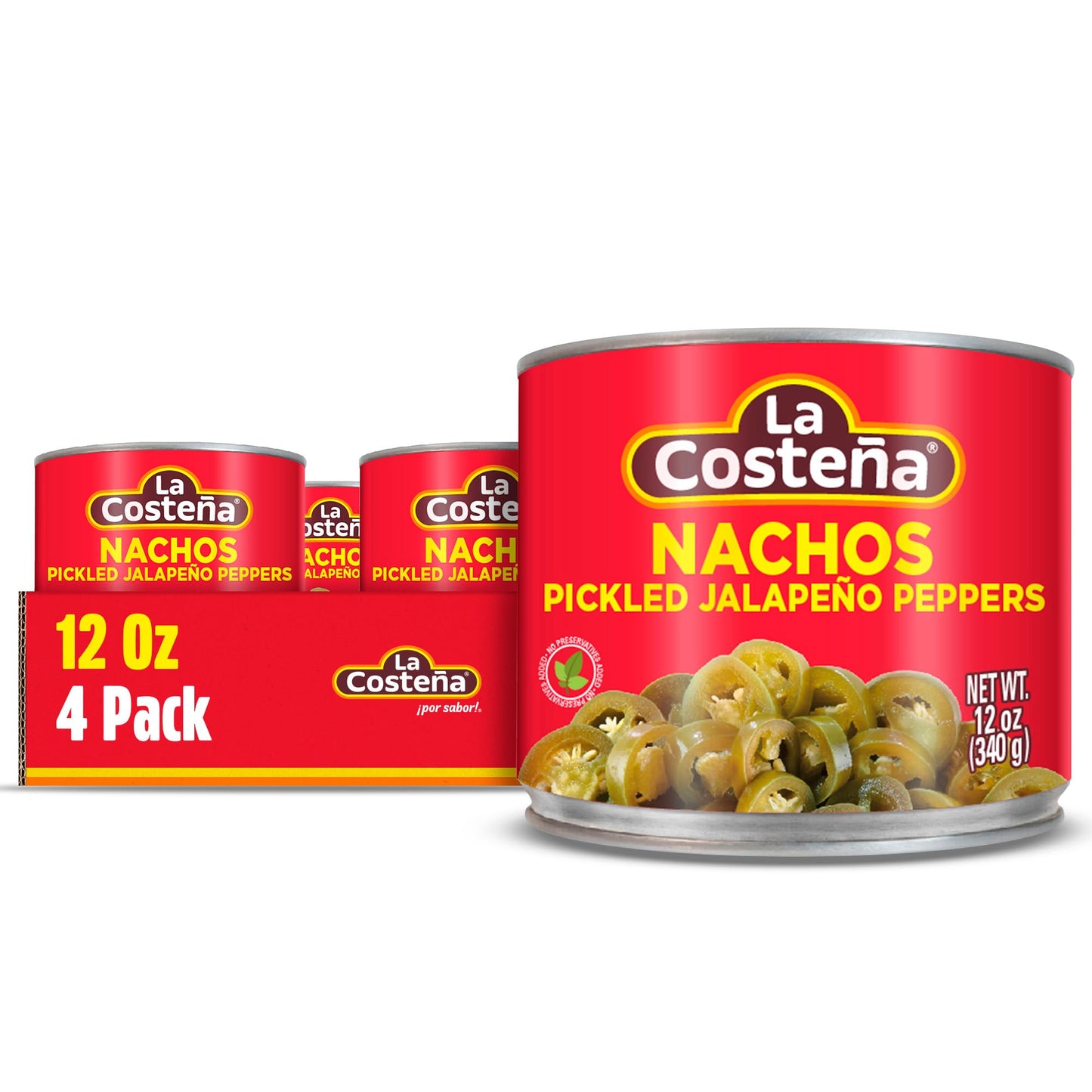 La Costeña Nacho Sliced Jalapeño Peppers, 12 oz (Pack of 4), Model 40511