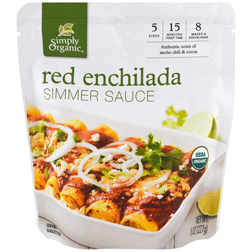 Simply Organic Red Enchilada Simmer Sauce, 8 oz, Pack of 2, Certified Organic