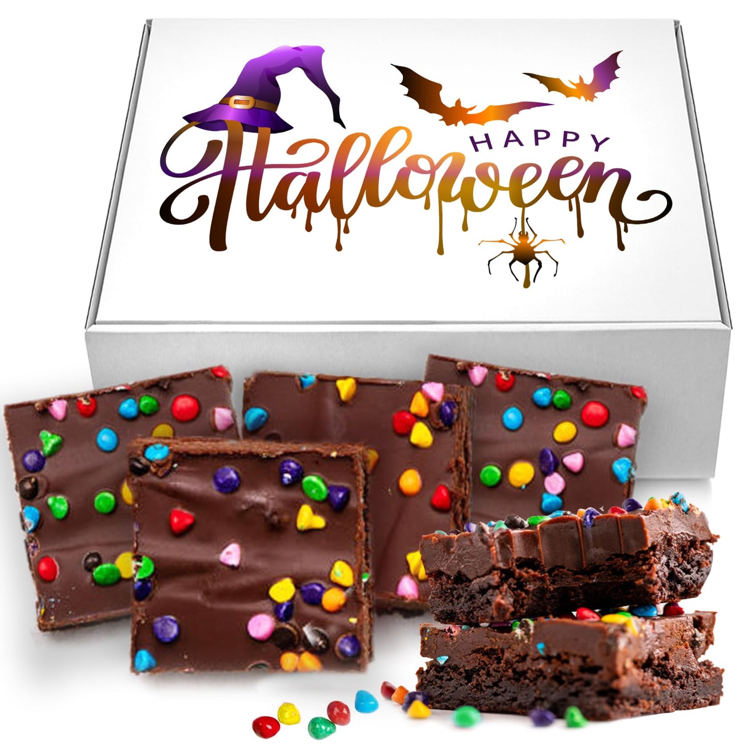 Happy Halloween 8 Pack Brownies Gift Basket Chocolate Brownies Food Gifts For Men Women | 8 Pack | Ghost Pumpkin bats | Nut Free