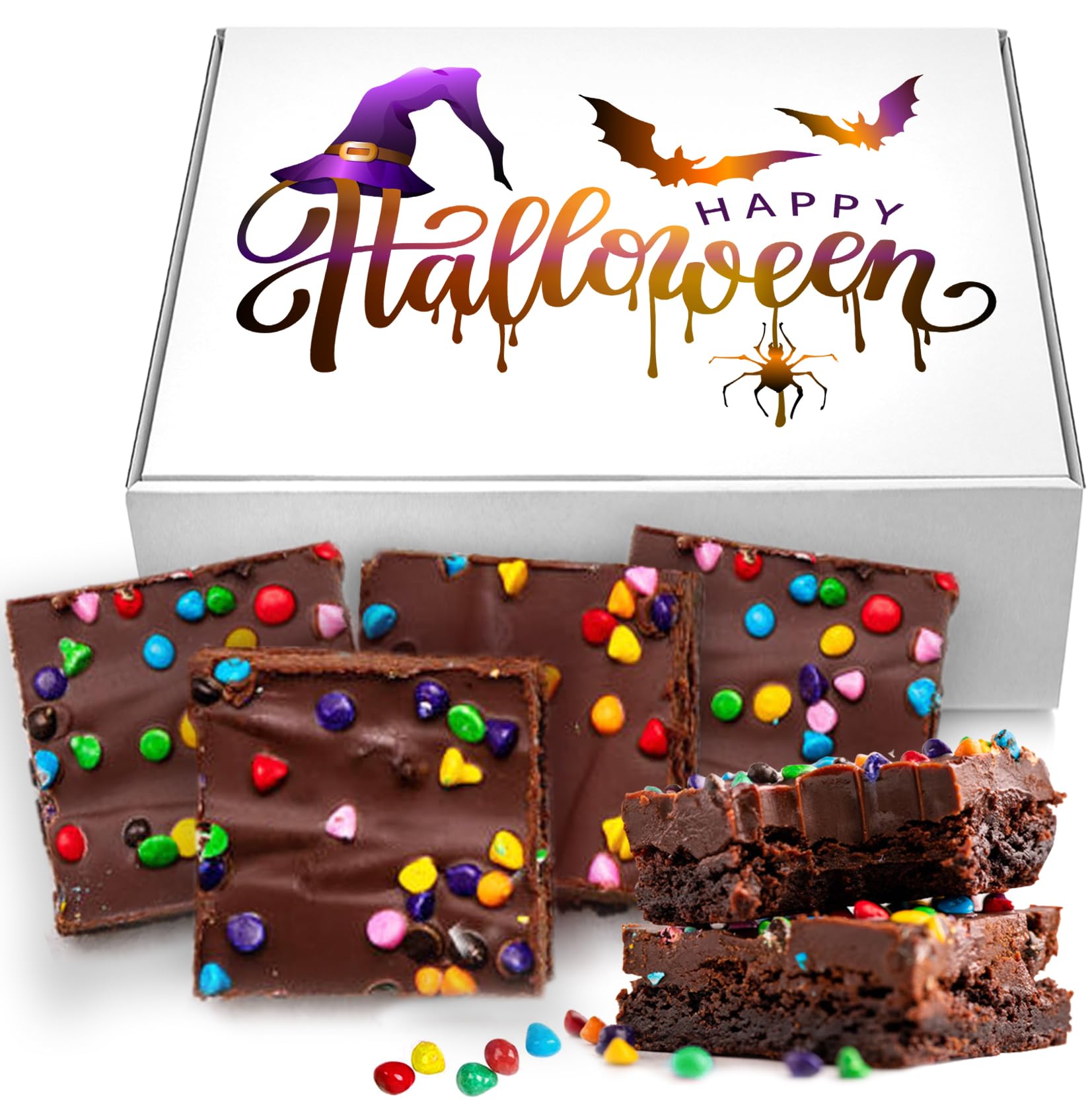 Happy Halloween 8 Pack Brownies Gift Basket Chocolate Brownies Food Gifts For Men Women | 8 Pack | Ghost Pumpkin bats | Nut Free