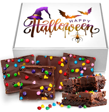 Happy Halloween 8 Pack Brownies Gift Basket Chocolate Brownies Food Gifts For Men Women | 8 Pack | Ghost Pumpkin bats | Nut Free