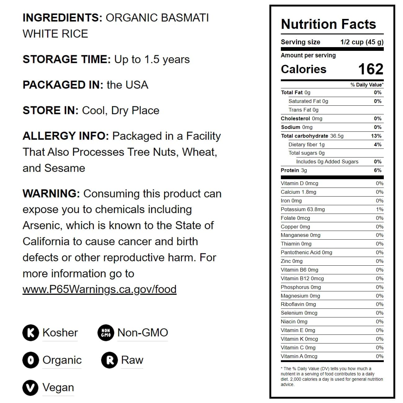 Food To Live Organic White Basmati Rice, 15 Pounds - Non-Gmo, Long-Grain Rice Variety, Fragrant, Kosher, Vegan, Bulk. Non-Irradi