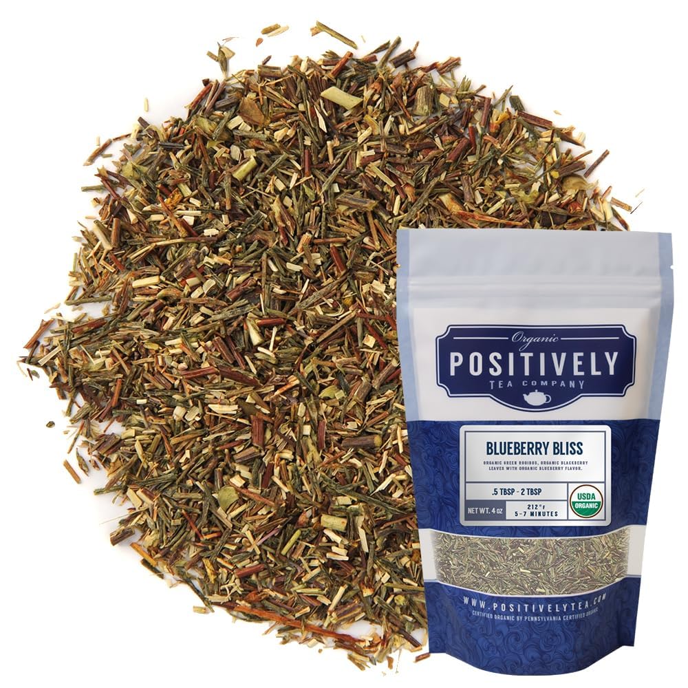 Organic Positively Tea Company Blueberry Bliss Rooibos Tea Loose Leaf 4 Ounce