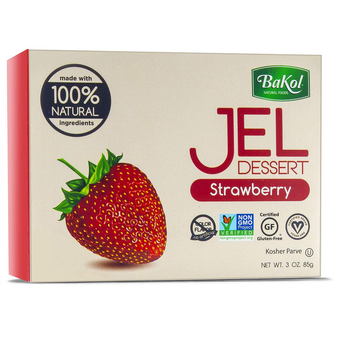 Bakol Jel Dessert Mix, All Natural Vegan, Kosher, Halal, Strawberry Flavor, 1 Count