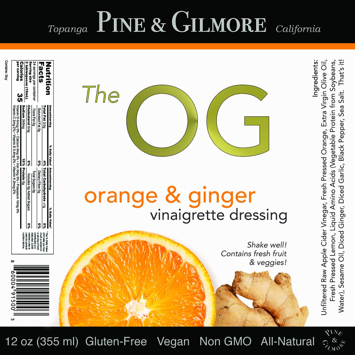 Pine & Gilmore Savory Orange Ginger Sesame Vinaigrette & Marinade, 12oz