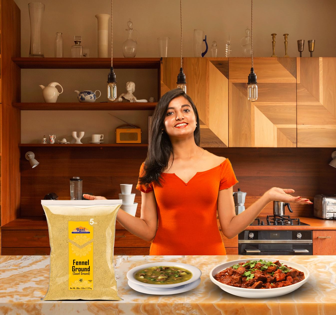 Rani Fennel Ground Powder, 80oz (5lbs), All Natural, Gluten Friendly, NON-GMO, Kosher, Vegan, Indian Origin