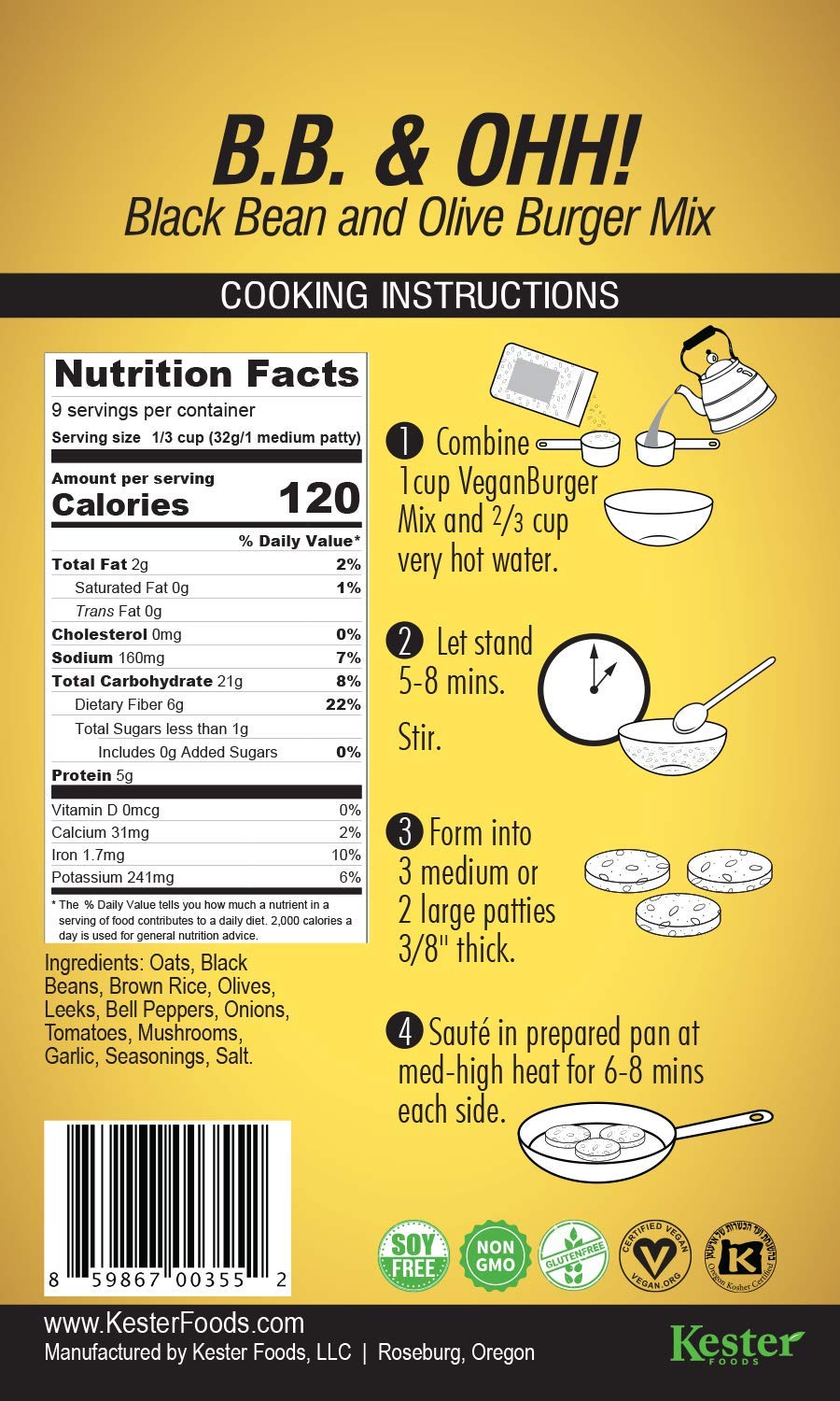 Vegan Burger by B.B. & Ohh! - 9 Patties, 10.2 Ounce, Plant-Based, Meat Alternative