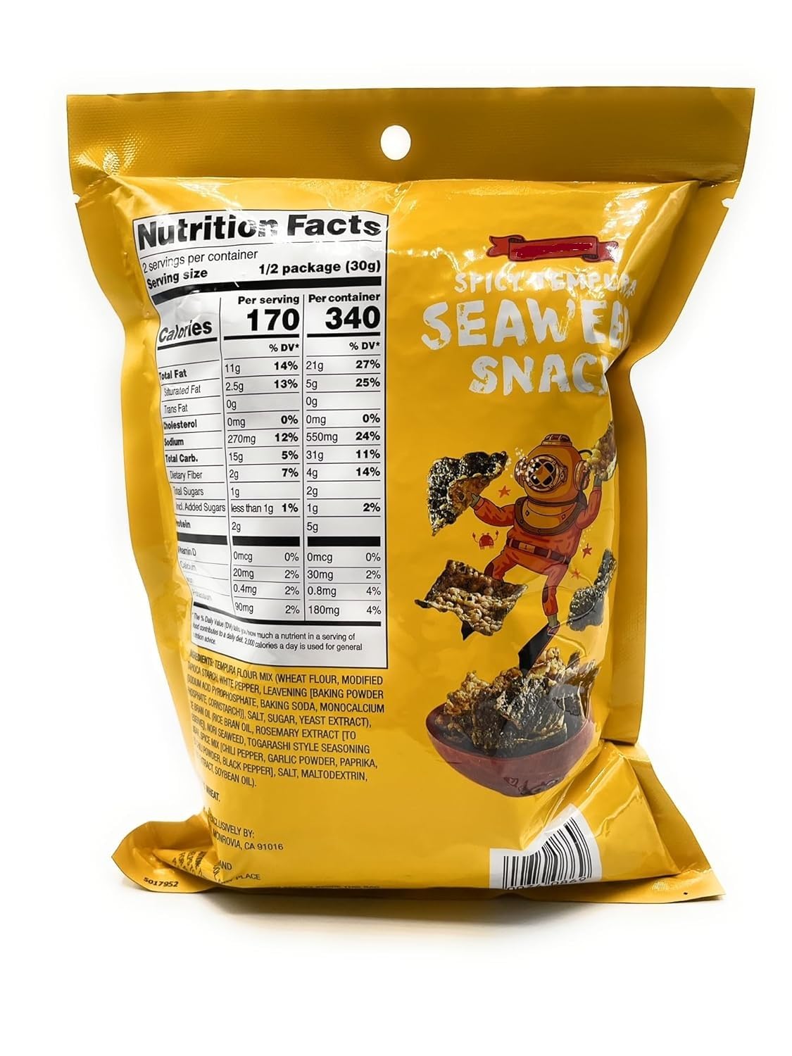 Generic Spicy Tempura Seaweed Snack by Trader Joes 2.1 oz (60 g) - Pack of 3