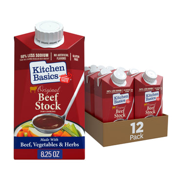 Kitchen Basics Original Beef Stock, 8.25 oz. Carton (Pack of 12) Savory and Conveniently Sized for Delicious Meals
