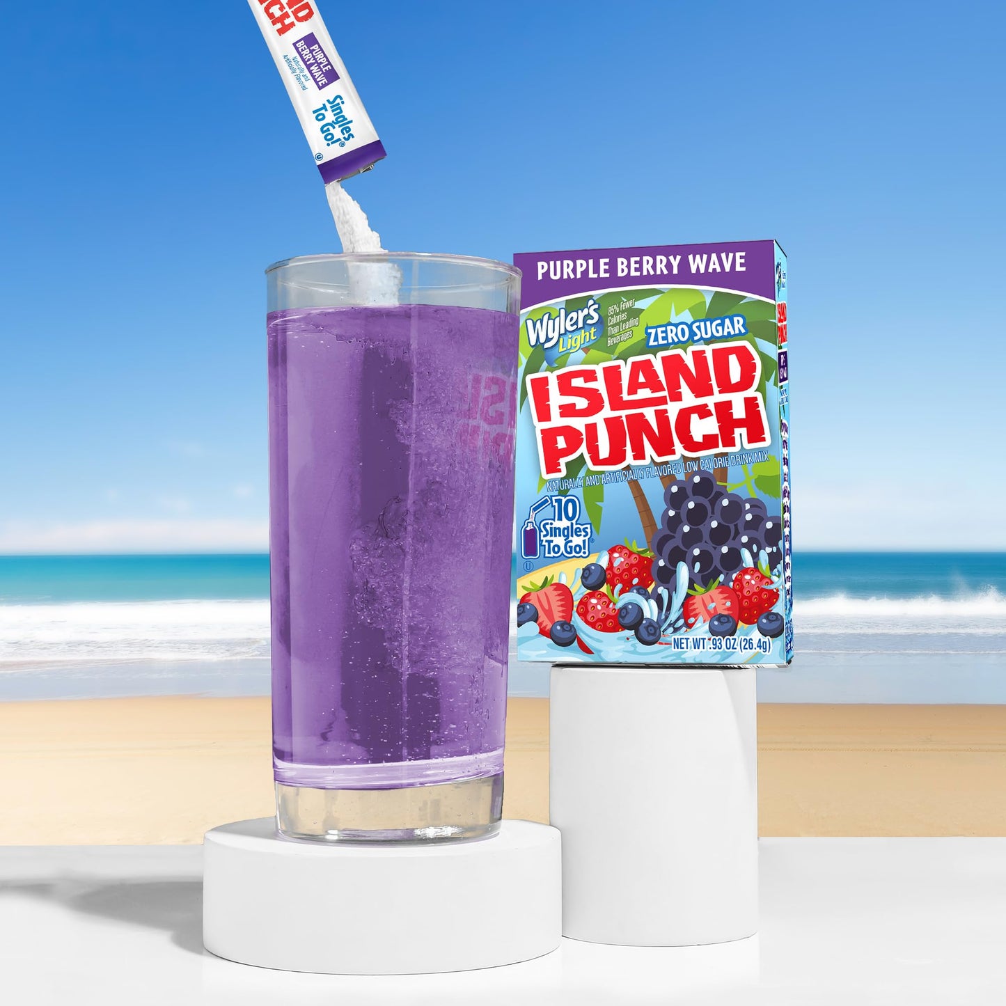 Wylers Light Island Punch Drink Mix, Purple Berry Wave, 10 Count, 0.78 Ounce (Pack of 12)