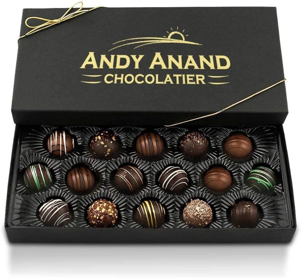 Andy Anand Luxurious Dark Chocolate Truffles Gift Box, 24 Pieces, Handmade Gourmet Flavors - Perfect For Indulgence And Gifting