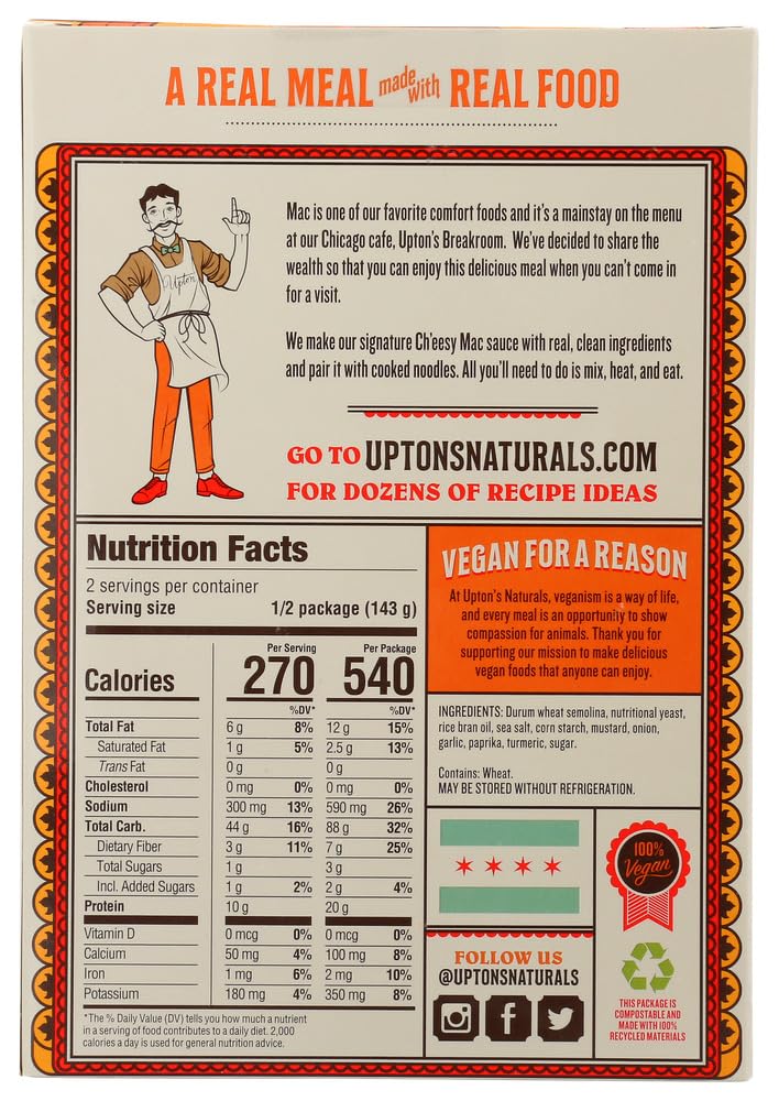 Upton’S Naturals Cheesy Mac - 10.05 Oz Boxes (Pack Of 6)