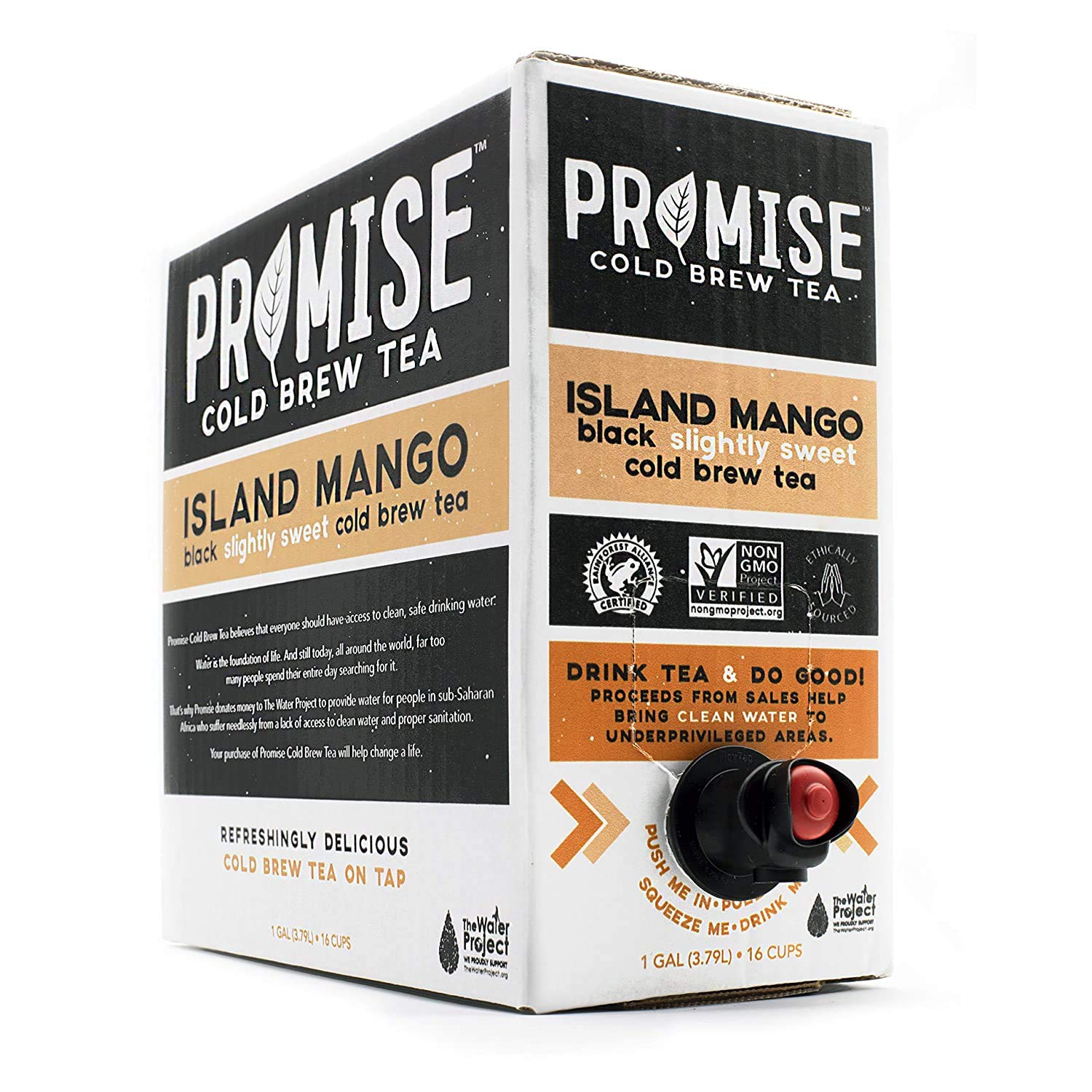 Promise Beverages Slightly Sweet Island Mango Cold Brew Tea On Tap (1 Gallon / 128 fluid ounces) Rainforest Alliance Certified B