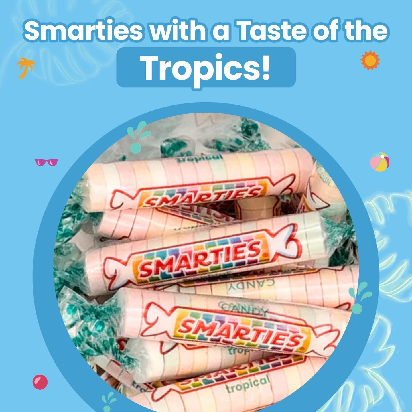 Smarties Tropical Candy Rolls - Gluten Free & Vegan Tropical Flavor Treats - Hard Candy Individually Wrapped - Peanut Free Plant