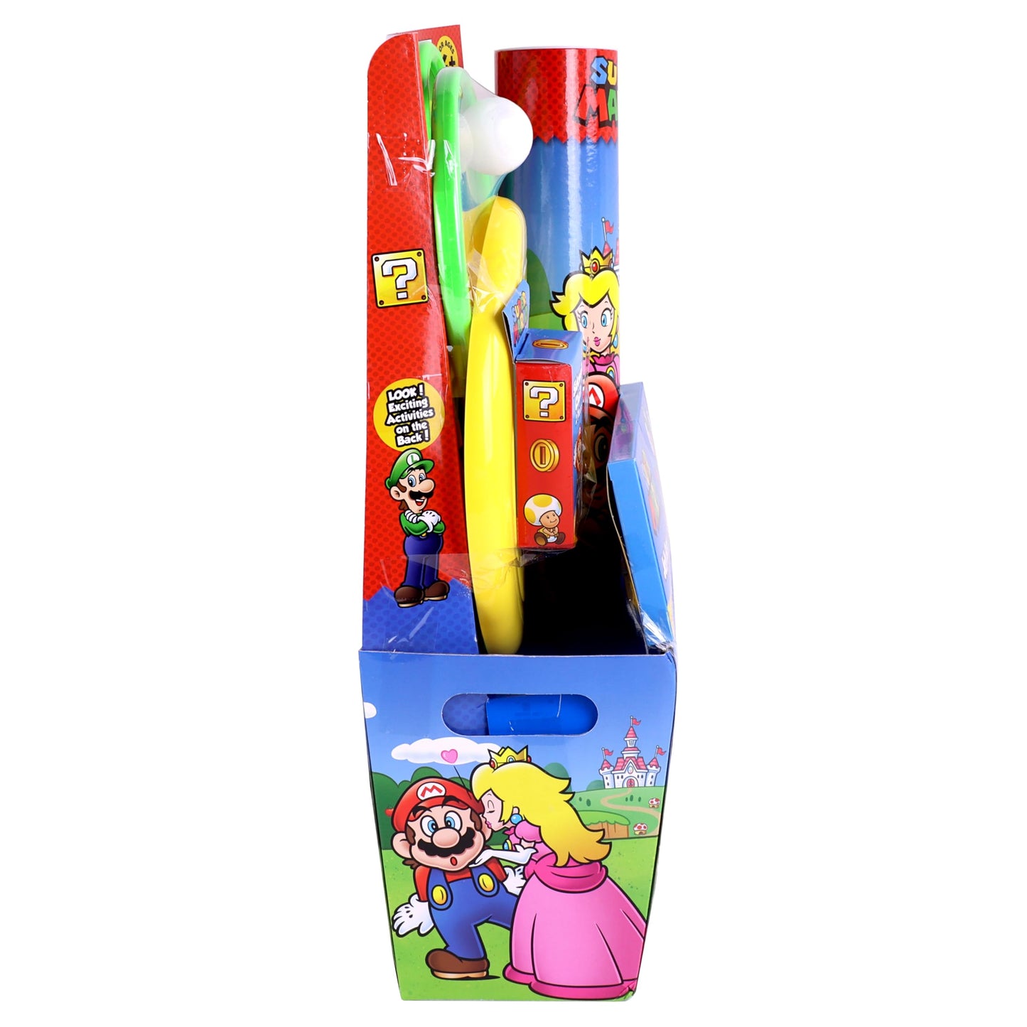 Mario Prefilled Gift Basket With Toys, Jelly Beans Candy And Bonus Mario Tube Topper For Kids, Tweens, Teens