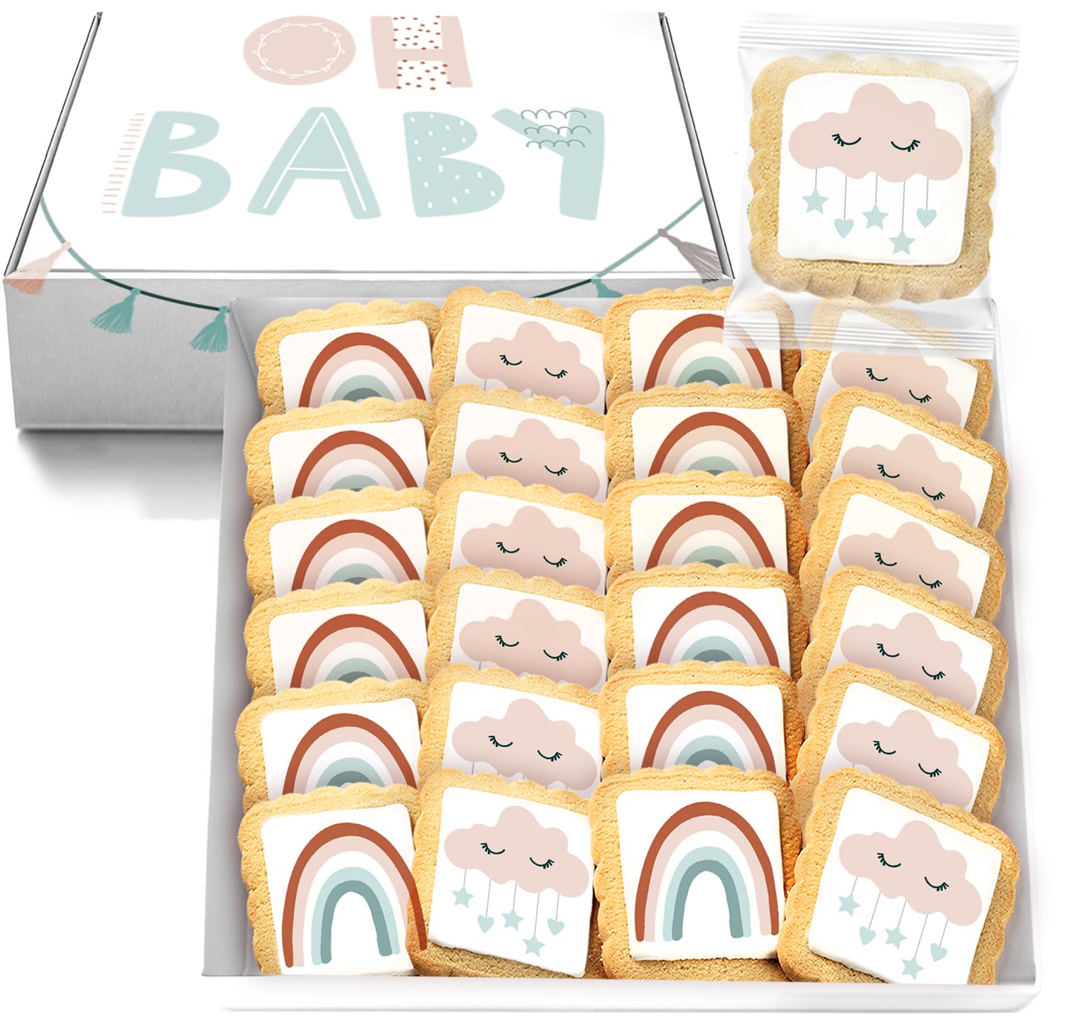 Boho Baby Cookies Individually Wrapped Party Favors Baby Shower 24 Pack Bulk for Kid