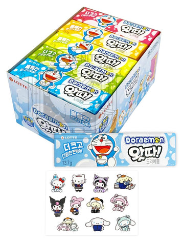 Lotte Watta Anime Cute Blue Cat Characters 도라에몽 Chewing & Bubble Gum 13.7G X 25Ea 왓따 With Kitty Friends Character Sticker