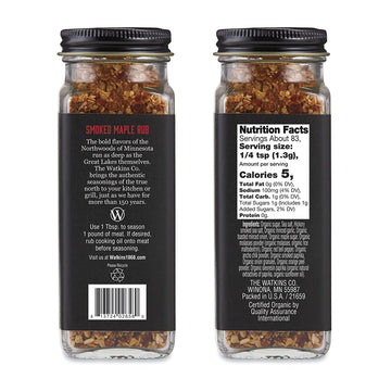 Watkins Organic Grilling Smoked Maple Rub, 3.8 oz, 3-Pack